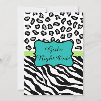 Schwarze Türkis Zebra Leopard Skin Girls Night Out Einladung
