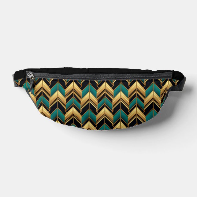 SCHWARZE TURQUOISE GOLD ART DECO-MUSTER BAUCHTASCHE (Ablage )