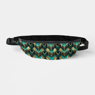 SCHWARZE TURQUOISE GOLD ART DECO-MUSTER BAUCHTASCHE