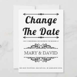 Schwarze Typografie Ändern Sie das Datum Ankündigu Save The Date