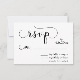 Schwarze Typografie auf weißem eleganten, einfache RSVP Karte