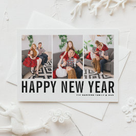 Schwarze Typografie glücklich Neues Jahr FotoColla Feiertagskarte