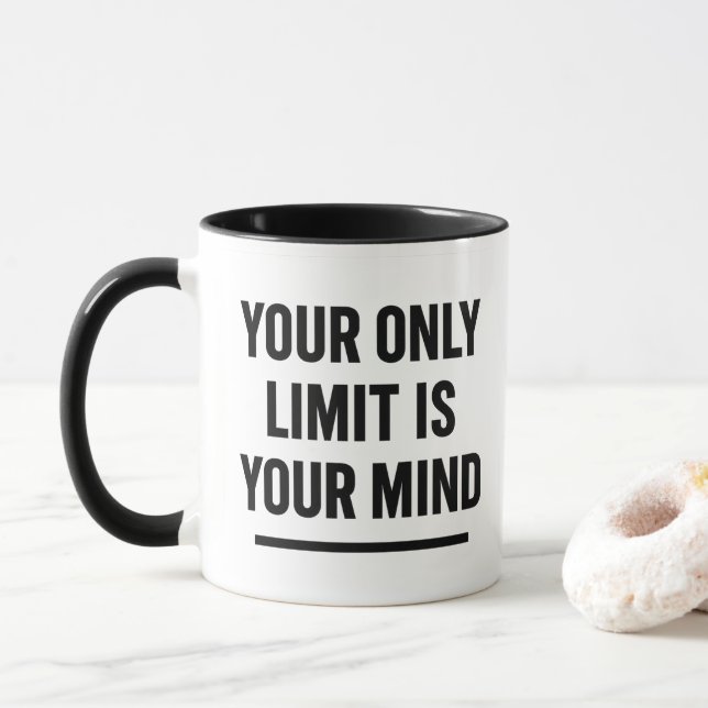 Schwarze Typografie Motivierend Erinnerung Tasse (Mit Donut)