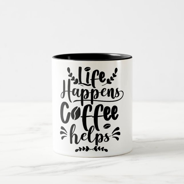 Schwarze Typografie-Tasse Zweifarbige Tasse (Mittel)