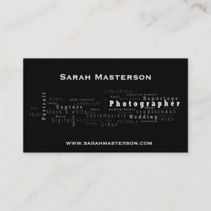 Schwarze typografische Fotograf-Visitenkarte Visitenkarte