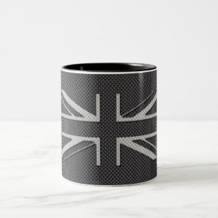 Schwarze u. graue Kohlenstoff-Faser-BRITISCHER Zweifarbige Tasse