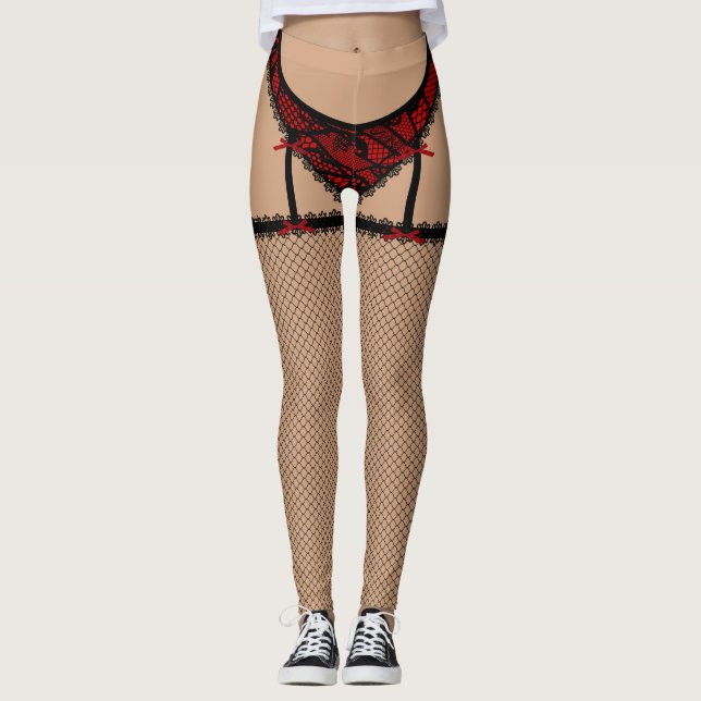 Schwarze u. rote Wäsche (Franzosen geschnitten) Leggings (Vorderseite)