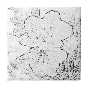 Schwarze u. weiße Blumen-Fliese Fliese