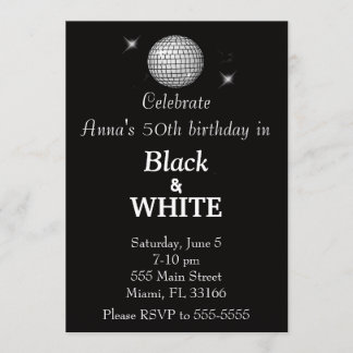 Schwarze u. weiße Geburtstags-Party Einladung
