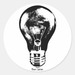 Schwarze u. weiße Glühlampe - Aufkleber