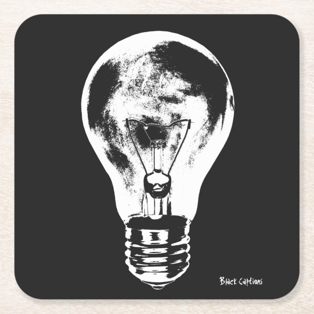 Schwarze u. weiße Glühlampe - Untersetzer (Vorderseite)
