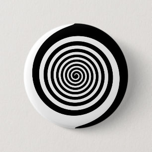 Schwarze u. weiße Hypnotik-Spirale Button