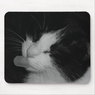 Schwarze u. weiße Katze Mousepad