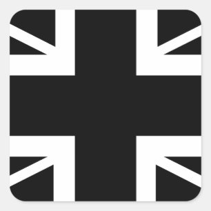 Schwarze u. weiße klassische Flagge Quadratischer Aufkleber