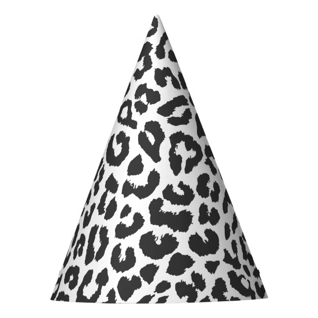 Schwarze u. weiße Leopard-Druck-Tierhaut-Muster Partyhütchen (Vorderseite)