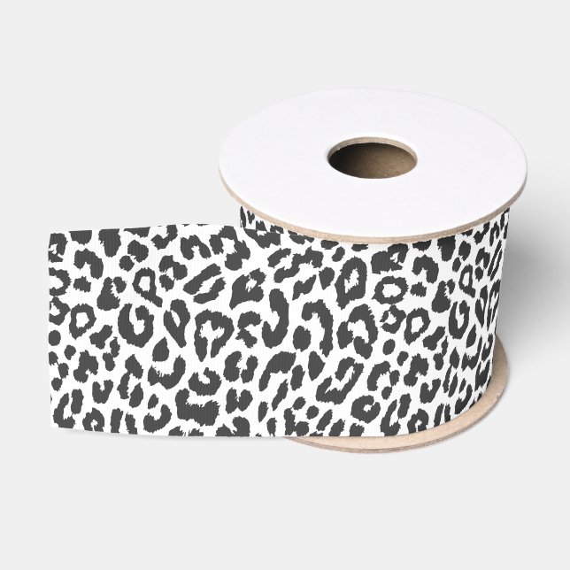 Schwarze u. weiße Leopard-Druck-Tierhaut-Muster Ripsband (Spule)