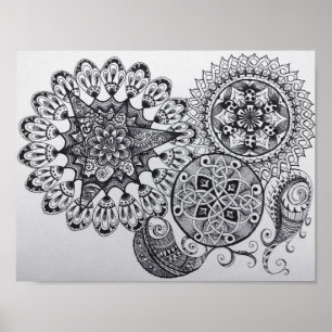 Schwarze u. weiße Mandala-keltische Poster