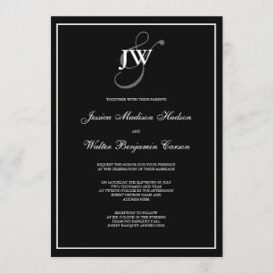 Schwarze u. weiße Monogramm-Einladung Einladung