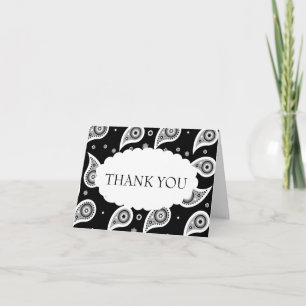 Schwarze u. weiße Paisley-Hochzeit danken Ihnen zu Dankeskarte