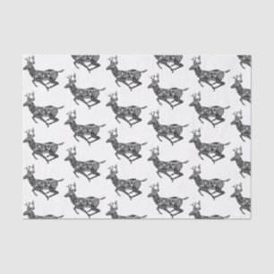 Schwarze u. weiße Paisley-Rotwild Seidenpapier