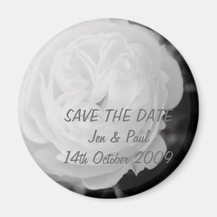 Schwarze u. weiße Rose - Save the Date Magnet