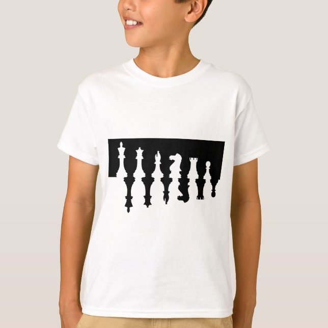 Schwarze u. weiße Schach-Stücke T-Shirt (Vorderseite)