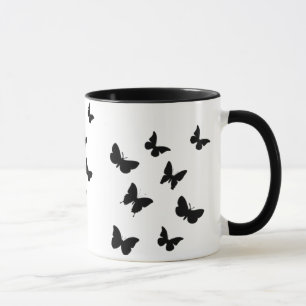 schwarze u. weiße Schmetterlings-Tasse Tasse
