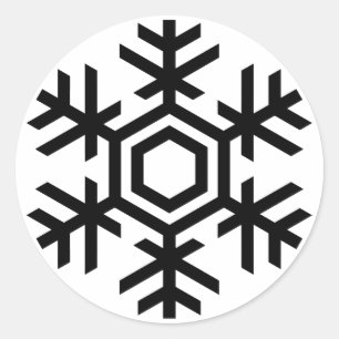 Schwarze u. weiße Schneeflocke Runder Aufkleber
