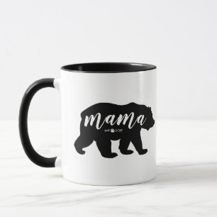 Schwarze u. weiße Skript-Mutter Bear Established Tasse