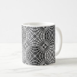 Schwarze u. weiße Spiegel-Mandala 2 Kaffeetasse