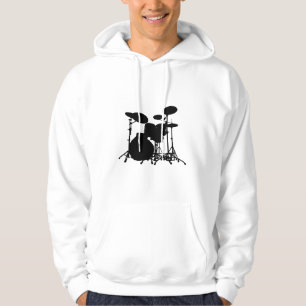 Schwarze u. weiße Trommel-Ausrüstungs-Silhouette - Hoodie