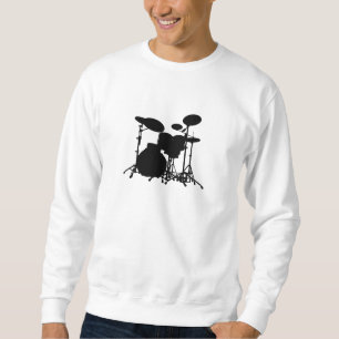 Schwarze u. weiße Trommel-Ausrüstungs-Silhouette - Sweatshirt