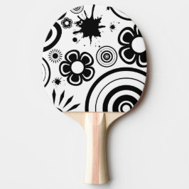 Schwarze u. weiße wunderliche Blumen, Kreise, Tischtennis Schläger