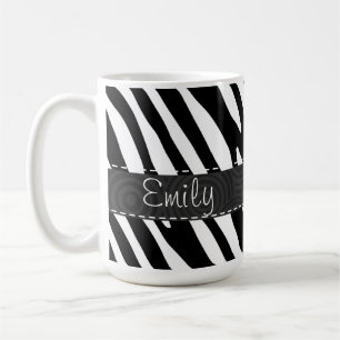 Schwarze u. weiße Zebra-Streifen Kaffeetasse