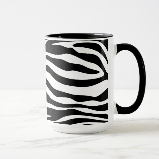 Schwarze u. weiße Zebra-Streifen; Tafel Tasse (Rechts)