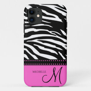 Schwarze u. weiße Zebrastreifen mit Pink Case-Mate iPhone Hülle