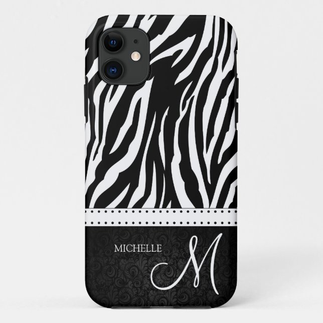 Schwarze u. weiße Zebrastreifen mit schwarzem Case-Mate iPhone Hülle (Rückseite)