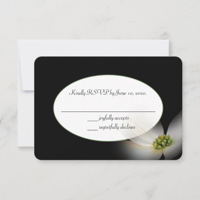 schwarze UAWG mit Blume RSVP Karte (Vorderseite)
