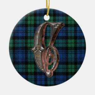 Schwarze Uhr-karierte Monogrammverzierung Keramik Ornament