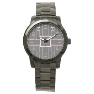 Schwarze Uhr mit rosa Nadelstreifen