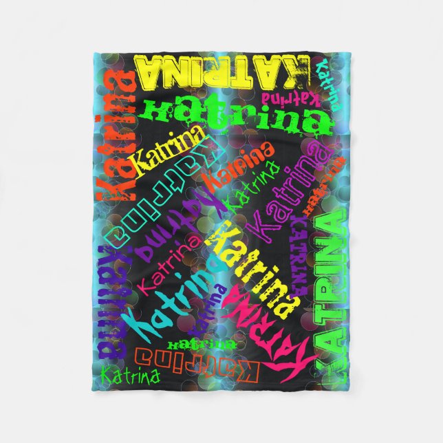 Schwarze umfassende bunte helle Neonnamenscollage Fleecedecke (Vorderseite)