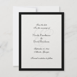 Schwarze Umrandete Monogramm-Hochzeitsankündigungs Save The Date