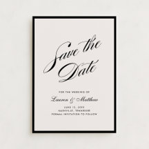 Schwarze Umrandung Elfenbein Modern Save the Date