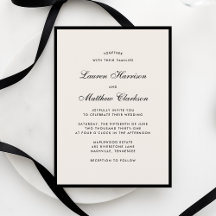 Schwarze Umrandung Elfenbein Moderne Hochzeitseinl