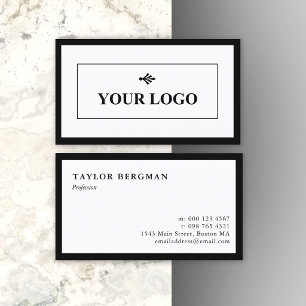 Schwarze Umrandung Ihres Logos Minimalistisch Visitenkarte