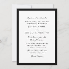 Schwarze Umrandung Schrift Hochzeit Einladung