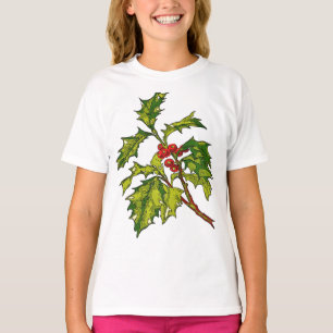 Schwarze Umrandungskunst Weihnachts-Stechpalme Aus T-Shirt