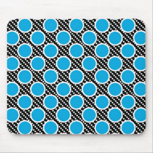 Schwarze und Aqua-Polka-Punkte Mousepad