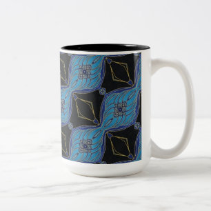Schwarze und Aquamarine Abstrakte Diamanten Tasse