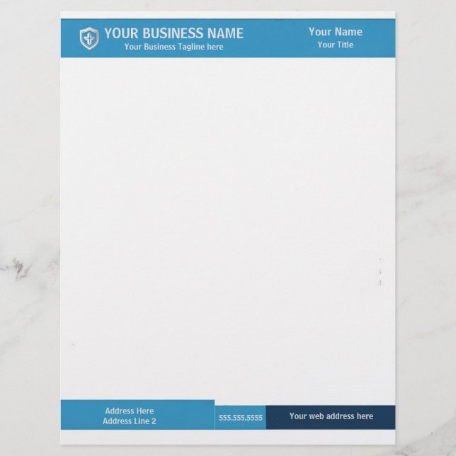 Schwarze und Aquamarine Banner Corporate Briefbogen (Vorderseite)